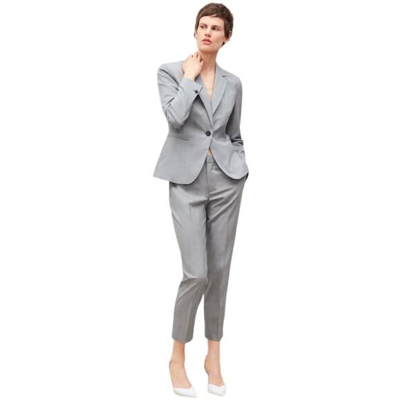 Zara Office Siren Fitted Single Breasted Check Plaid Blazer Size 4 Career Gray - Picture 16 of 16